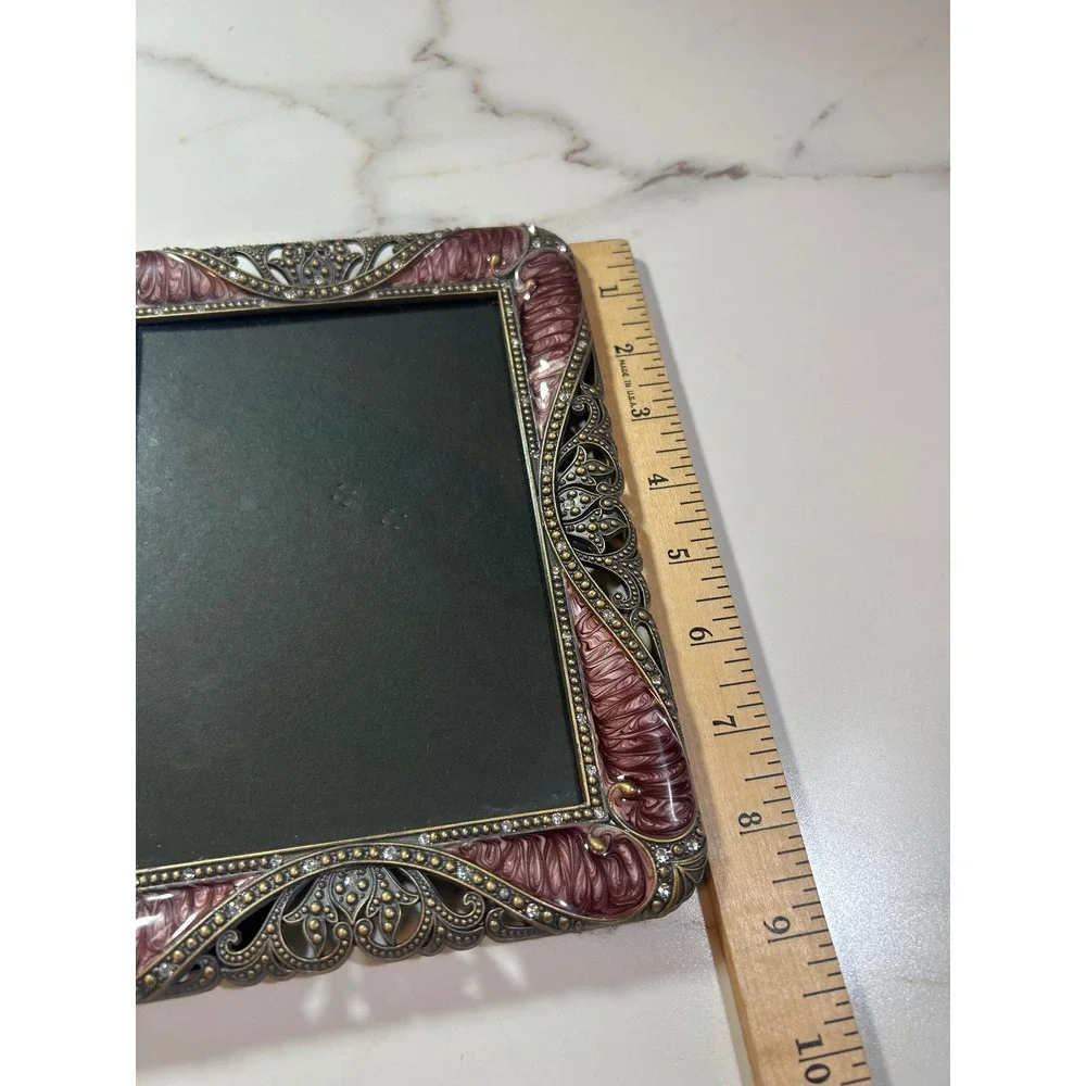 Vintage‎ Victorian Style Purple Enamel Filigree Rhinestone 5x7 Picture Frame